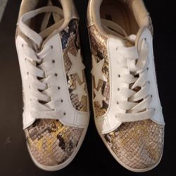 SODA Metallic Snkeskin Star Tennis Shoes 6.5 US  True To SZ