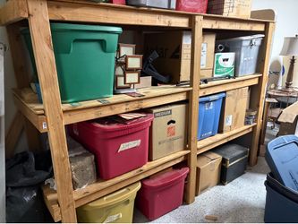 Wood garage shelves