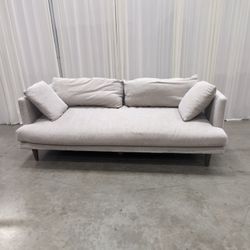 Light Gray Textured Fabric Sofa with Wood Legs
