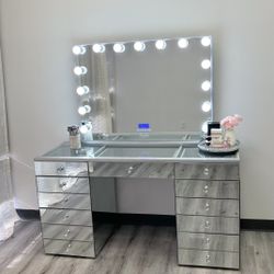 Mirrored Makeup Vanity With Bluetooth Mirror Financing available 