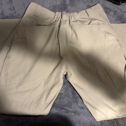 Tan cargo jeans with adjustable waist