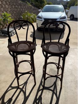 2 vintage rattan bamboo bar stools
