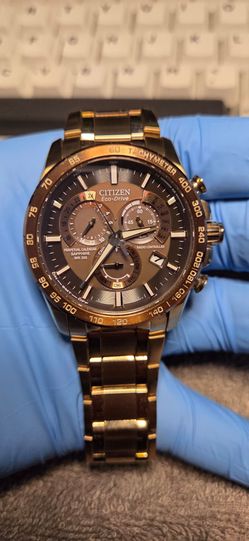 Citizen PCAT Eco-Drive Atomic Chronograph Rose Gold Brown Dial Sapphire WR200
