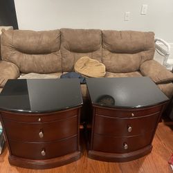 Elegant End Table Night Stands With Granite Top, Comes What Big Matching Mirror 