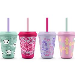 Ello 12oz 4pk Plastic Chameleon Color Changing Cups with Twist on Lids