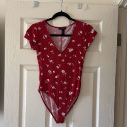 Forever 21 Red Floral Bodysuit 