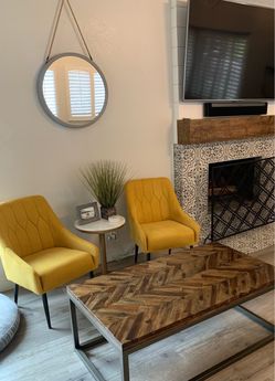 Mustard Yellow Tufted Accent Chairs – Set of 2