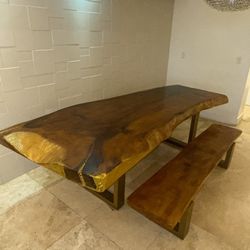 Dining Table With 2 Benches 