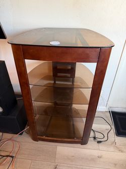 Wood and Glass AV Media Stand