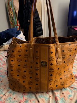 MCM Visetos Cognac Tote Bag Extra Large