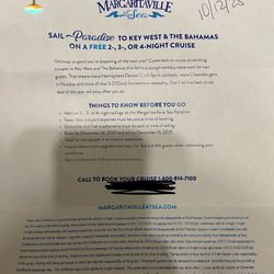 Margaritaville At Sea Paradise Cruise For 2!  5 Day, 4 Nights. Key West & Bahamas!