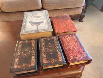 Set of 5 Decorative Book Boxes