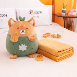Cute plush pillow with throw
