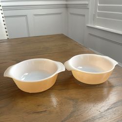 Anchor Hocking Fire King 472 Peach Lustre 8 oz Casserole Dish 1(contact info removed) SET OF 2