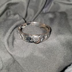 Coach Silver Logo Bangle Bracelet 