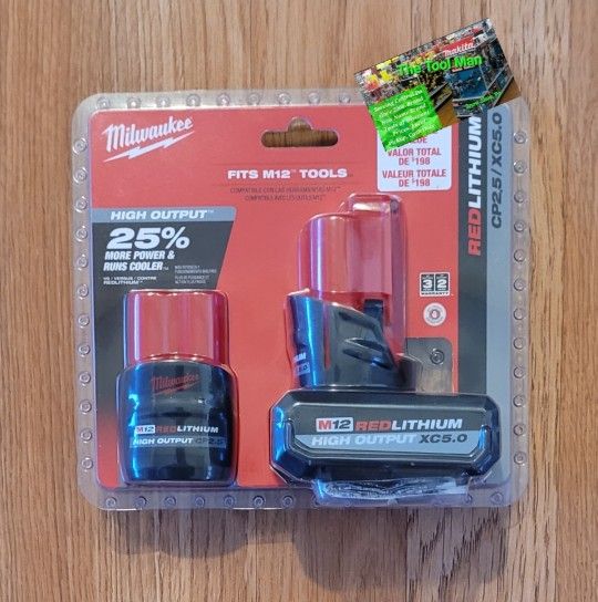 New Milwaukee M12 High Output 2.5/5.0ah Batteries Set $120 Firm Pickup Only