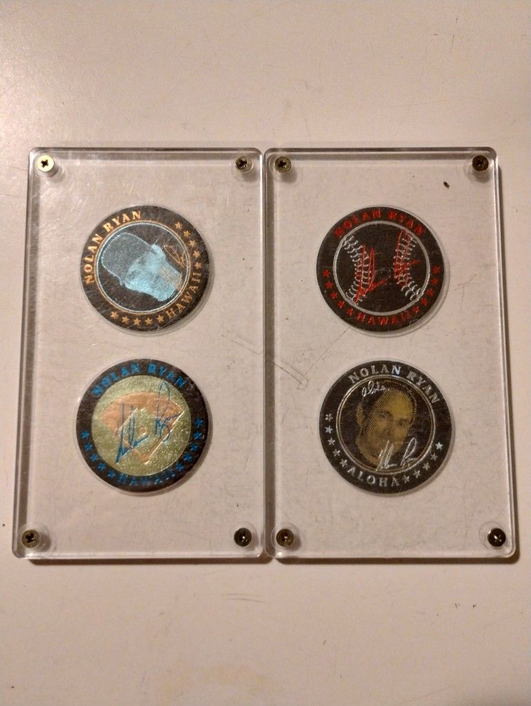 1993 NOLAN RYAN Signature Caps Hawaii Limited Edition framed cases pogs set Rare. Pre-owned in Good Condition. shows normal wear.