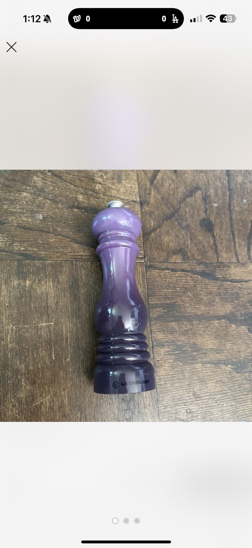 Rare La Creuset 8” Purple Pepper Shaker