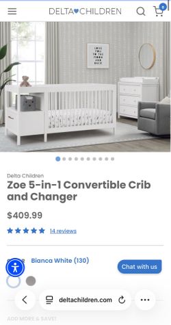 Zoe 5-in-1 Convertible Crib and Changer