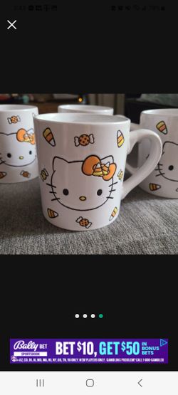Silver Buffalo Sanrio Hello Kitty Candy Corn Wax Resist Ceramic Pottery Mug