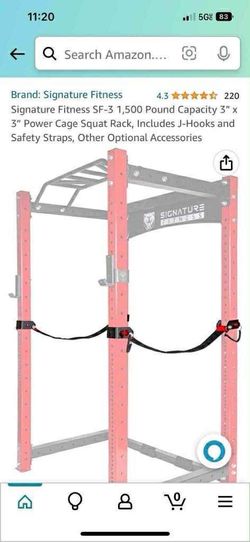 Signatures Fitness SF-3 1,500 Weight Capacity 3” x 3” Power Cage Squat Rack Safety (Straps Only)