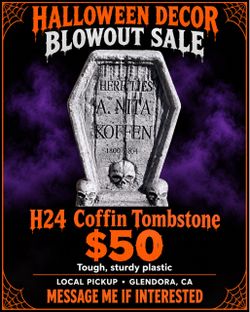 H24 — Coffin-Shaped Halloween Tombstone — $50