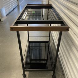 Modern Black Metal and Glass Bar Cart