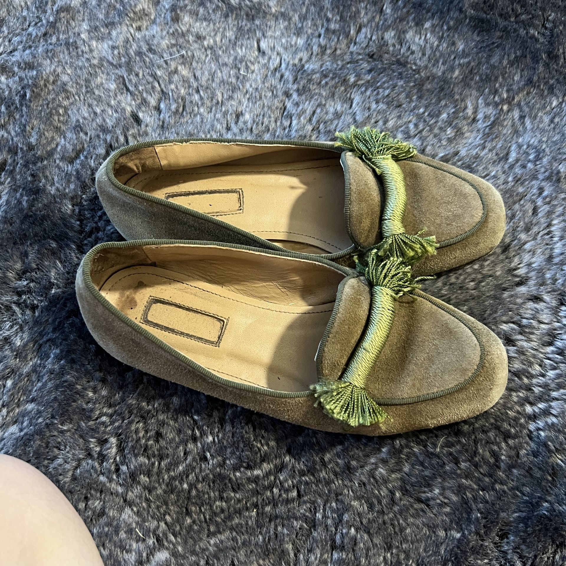 Aquazzura green suede loafer size US 5.5 EU 35.5/36
