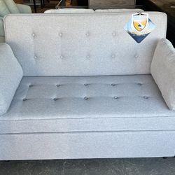 New Modern Sofa with Sleeper, Light Gray Fabric, Full Size 