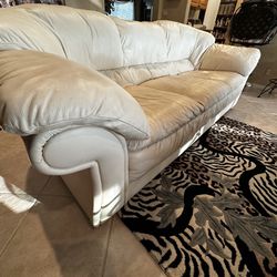 TWO white Leather Couches For Sale