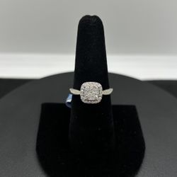 14KW 1CTW Square Cut W/Halo Engagement Ring