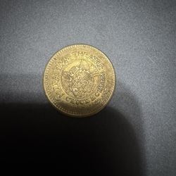 Vintage 1982 Chuck E. Cheese Pizza Time Theatre 25c Play Value Brass