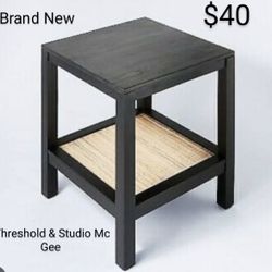 Brand New Threshold &Studio Mc Gee Canyon Lake Wood Shelf End Black/ Rattan  Table  
