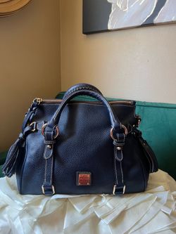Dooney & Bourke Vintage Medium Satchel In Midnight Blue With Made In USA Tag🎀
