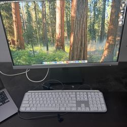 27” HP Monitor And Logitech Wireless Keyboard