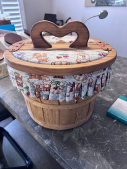 Vintage sewing bushel basket