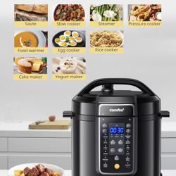 🥨COMFEE’ 9-in-1 Electric Pressure Cooker, 14 Presets Instant Multi Slow Cooker Olla de Presion Non-Stick Pot Rice , Yogurt Maker, Sauté Steamer, Blac