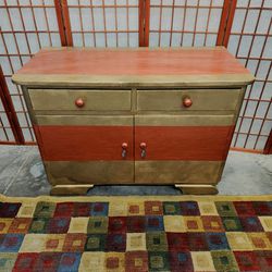 Vintage Solid Wood Chest Painted in Brilliant Metallic Paints 