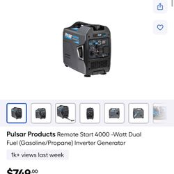 Pulsar Products Remote Start 4000 -Watt Dual Fuel (Gasoline/Propane) Inverter Generator| Model #GX400BRN