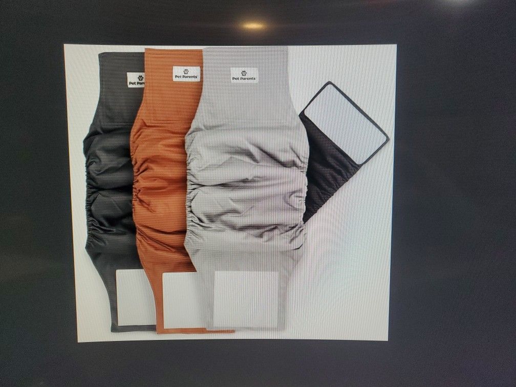 3 Pack XL Dog Diaper Wraps, Gray Black Brown Washable Premium