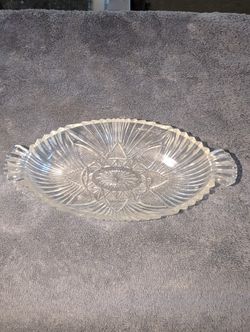 Vintage Cut Crystal Oval Dish