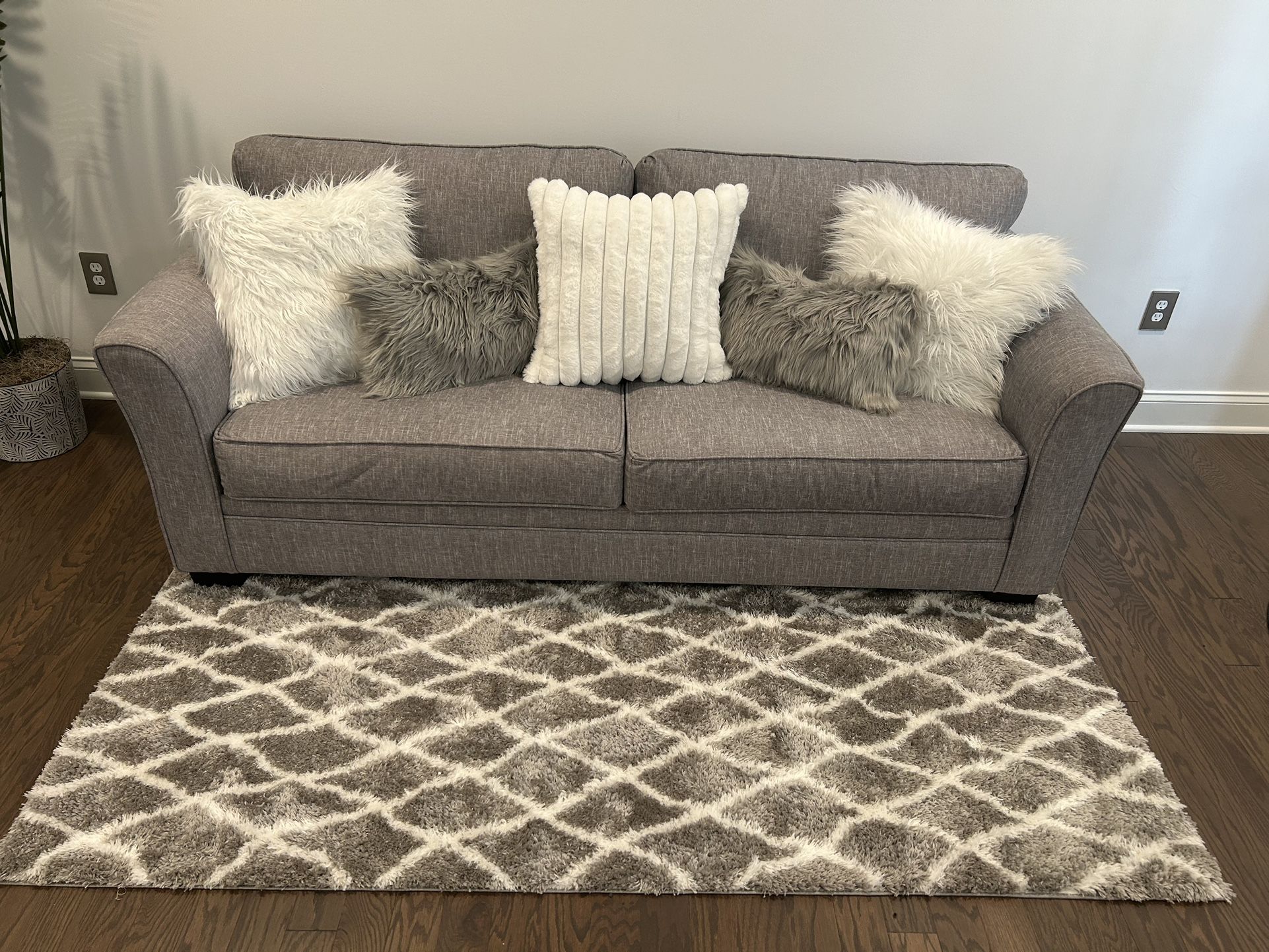 Beautiful Gray Sofa With Queen Sized Sleeper