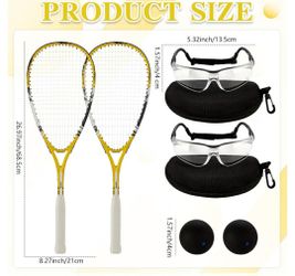 2 x 2 Pack Beginner Squash Racquet
Set Includes Racquets with Racket Bags
Anti Fog Goggles Cases Blue Dot Ball
Indoor Gym Sports for Beginners Novice