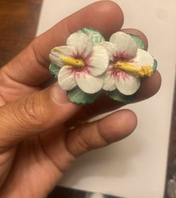 Vintage Hibiscus Flower ARTONE England Brooch Pin