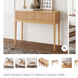 Mid-Century Fluted 2-Drawer Console Table