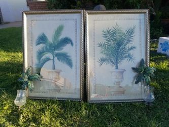 2 wall pictures and two candle holders 40$