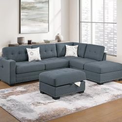 NEW SECTIONAL & OTTOMAN GRAY COLOR 