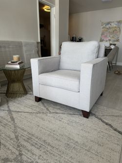 Pottery Barn Light Gray Upholstered Armchair