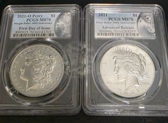 2021 PCGS MS70 Morgan & Peace Dollar Set