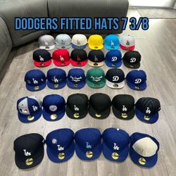 MLB New Era Los Angeles Dodgers Blue Black  Patch And Non Patch Multi Colors 59fifty Fitted Hats Size 7 3/8